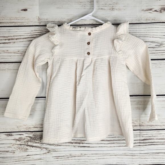 Jessica Simpson Floral Embroidery Ruffled Top Size 4T Long Sleeve Fall Winter - Picture 3 of 8